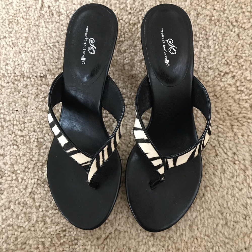Zebra Heeled Sandals NIB